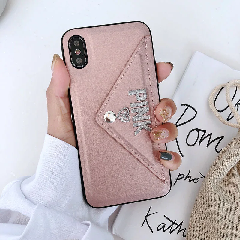 Роскошный кожаный блестящие буквы, розовый чехол для телефона для iphone 7 8 Plus, Модный мягкий чехол с собакой для iphone XS Max XR X 6 6S Plus, чехол - Цвет: pink