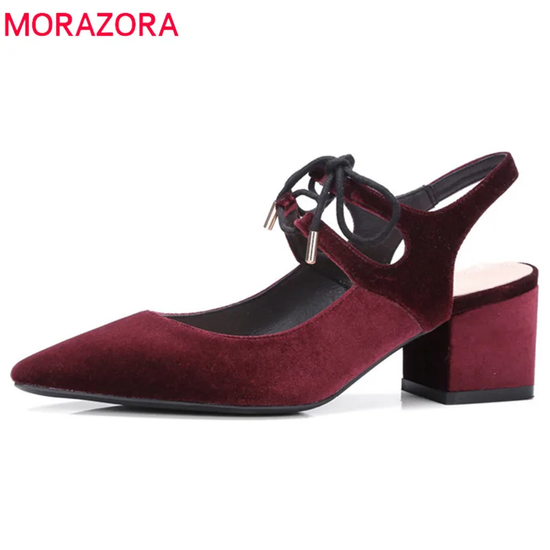 MORAZORA/2019 горячая распродажа туфли лодочки без застежки женская обувь бархатные