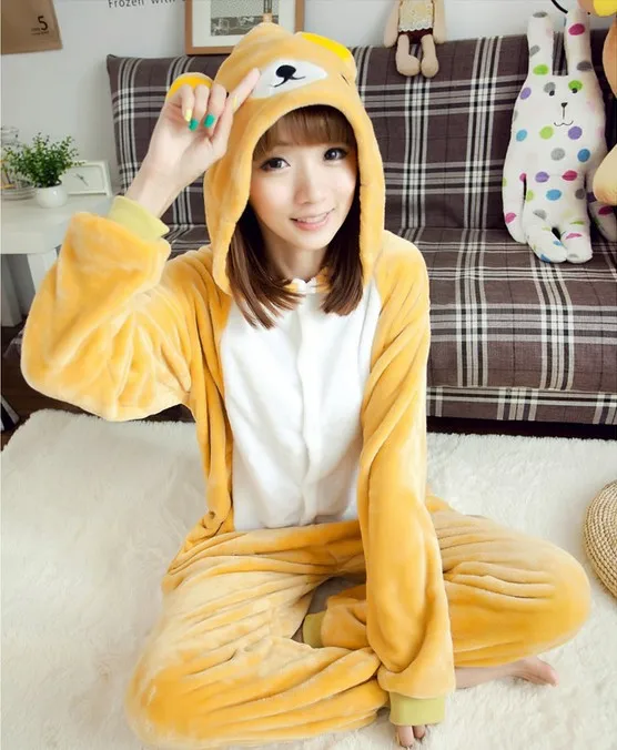 Зима Весна Осень Rilakkuma Косплей пижамы цельный Взрослый Аниме Животные медведь
