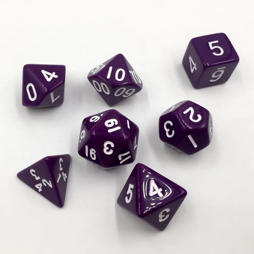 Rollooo Dice Opaque Purple D and Set of 7 D4 D6 D8 D10 D% D12 D20 | Спорт и развлечения