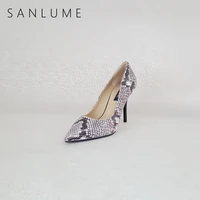 sanlume autumn snakeskin texture pumps women shoes woman extreme high heels ladies sexy stiletto party shoes pointed toe heels