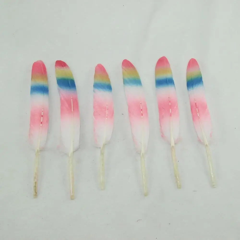 pink multicolored 10 шт. высокое качество печатное перо 10-15 см золото серебро перо натуральный 4-6 дюймов DIY Ловец снов домашнее украшение - Цвет: pink multicolored