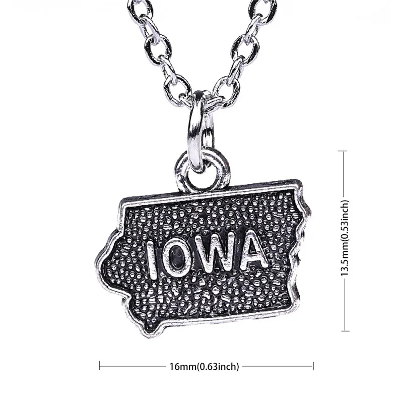 Модные ювелирные изделия Рыбный крючок американская карта Айовы ожерелья