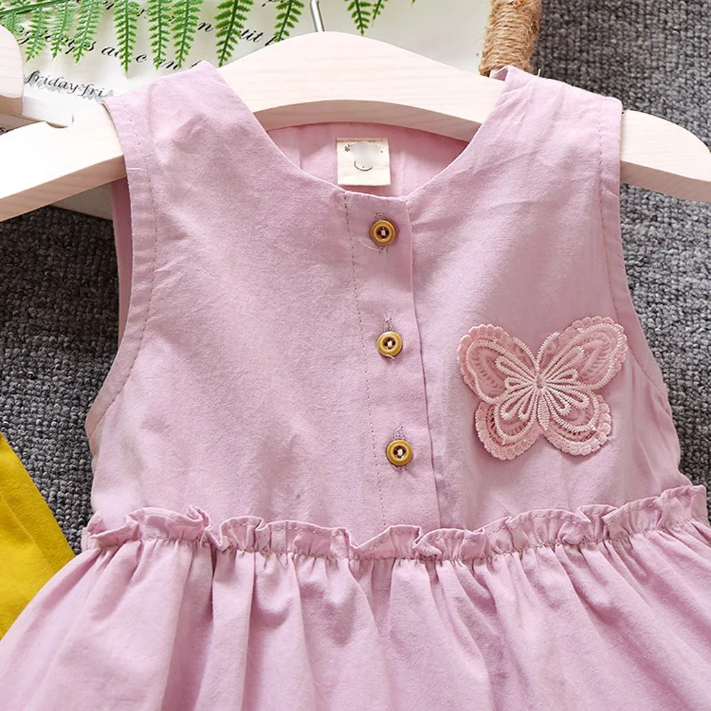 Toddler Kids Baby Girl Dress Cotton Linen Solid Long Sleeve Button Ruffle Princess Clothes | Детская одежда и обувь