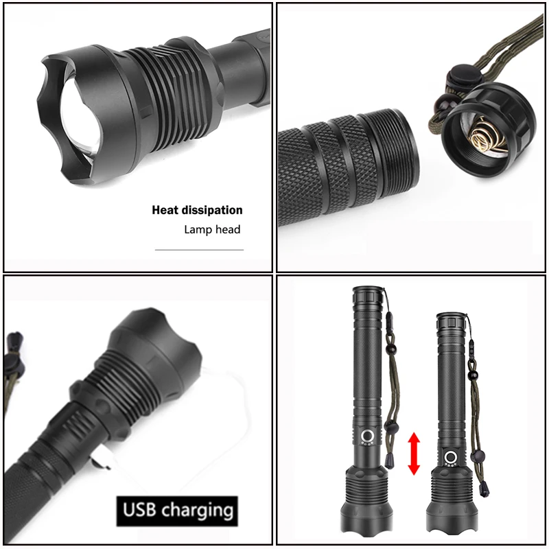 Pocketman светодиодный фонарик мощный яркий XHP70 фонарь USB Перезаряжаемый Фонарик