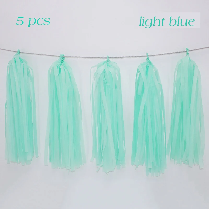 light Blue 5 шт., свадебные украшения, ткань для изготовления гирлянд, бумажные кисточки, девичник, вечеринка, день рождения, детский душ, украшения, Свадебный декор - Цвет: light Blue
