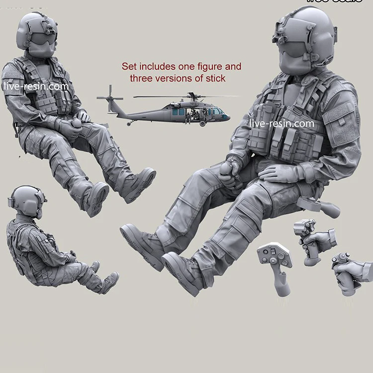 1/35 смолы солдат вертолет набор экипажа, включая пулемет 405 - Цвет: 06