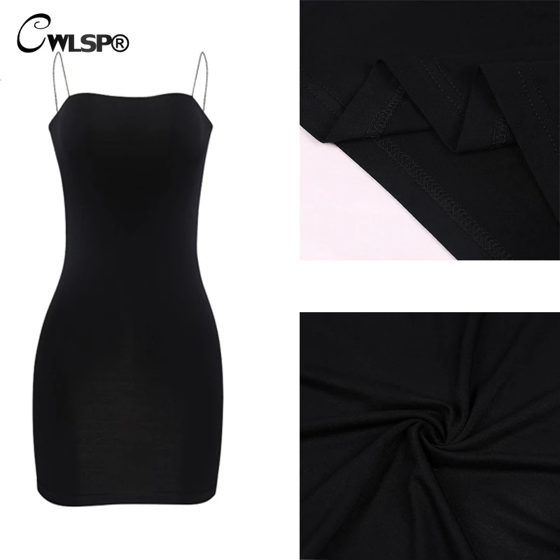 

CWLSP Solid Sexy Strapless Summer Dress For Women 2018 Spaghetti Strap Sheath Backless Knee-length Vestidos Verano QZ2691