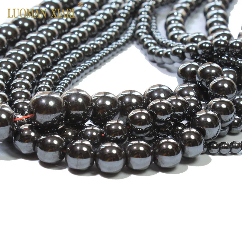 Wholesale Natural Round Stone Beads Black Hematite Iron Selectable 4/6/8/12MM For Jewelry Making DIY Bracelet Necklace 15'' |
