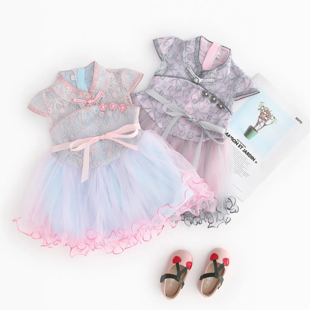 Платье принцессы для девочек с цветочным рисунком летнее Хлопковое платье