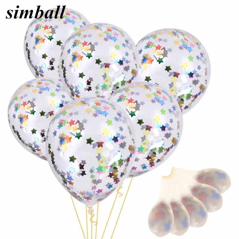 

Воздушные шары прозрачные, воздушный шар "Конфетти", 10 шт., 12 дюймов, из Звездный конфетти латекса, для свадьбы, дня рождения