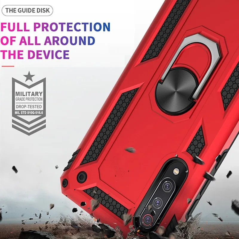 Противоударный защитный чехол с подставкой для телефона Xiaomi 9 магнитным кольцом