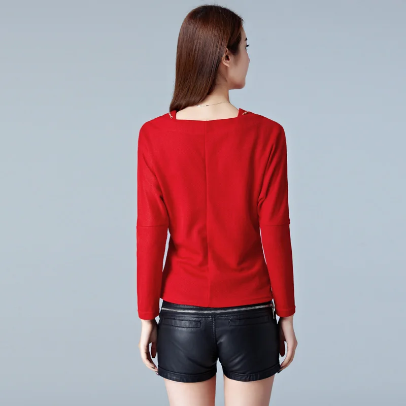 Camisas Femininas Batwing Футболка С Длинным Рукавом 2017 Женщин Ожерелье Футболки Мода Топы