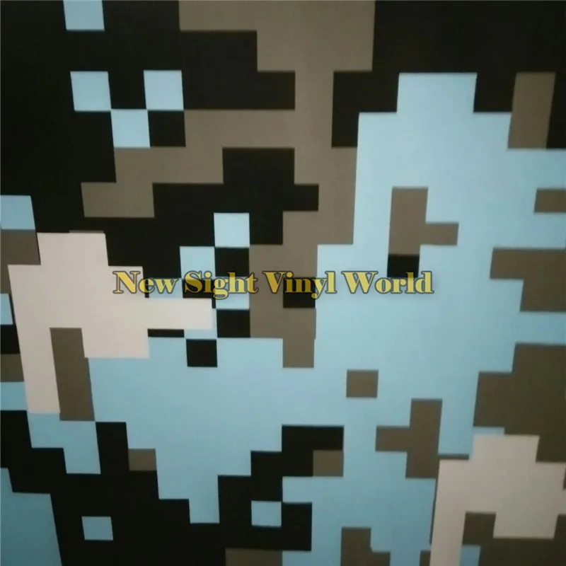 

Digital Baby Blue Camo Vinyl Car Wrap Styling Foil Arctic Pixel Camouflage Vinyl Car Sticker Size:1.52x30m/Roll