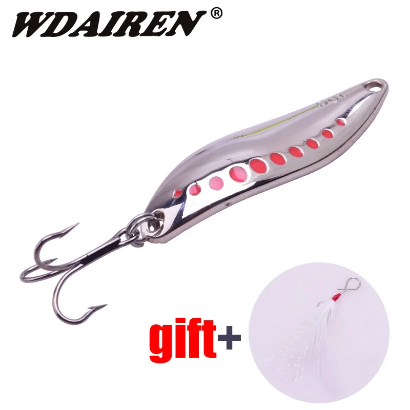 

1Pcs Metal VIB Feather hook Silver Leech fidget Spinners Spoon Angling Hard Baits Night Fishing Tackle 10g 15g 20g Fishing Lures