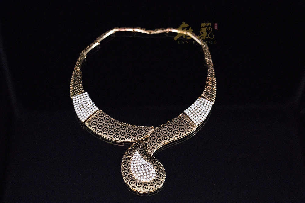 Нигерийские Свадебные африканские бусы ожерелье золотого цвета свадебные