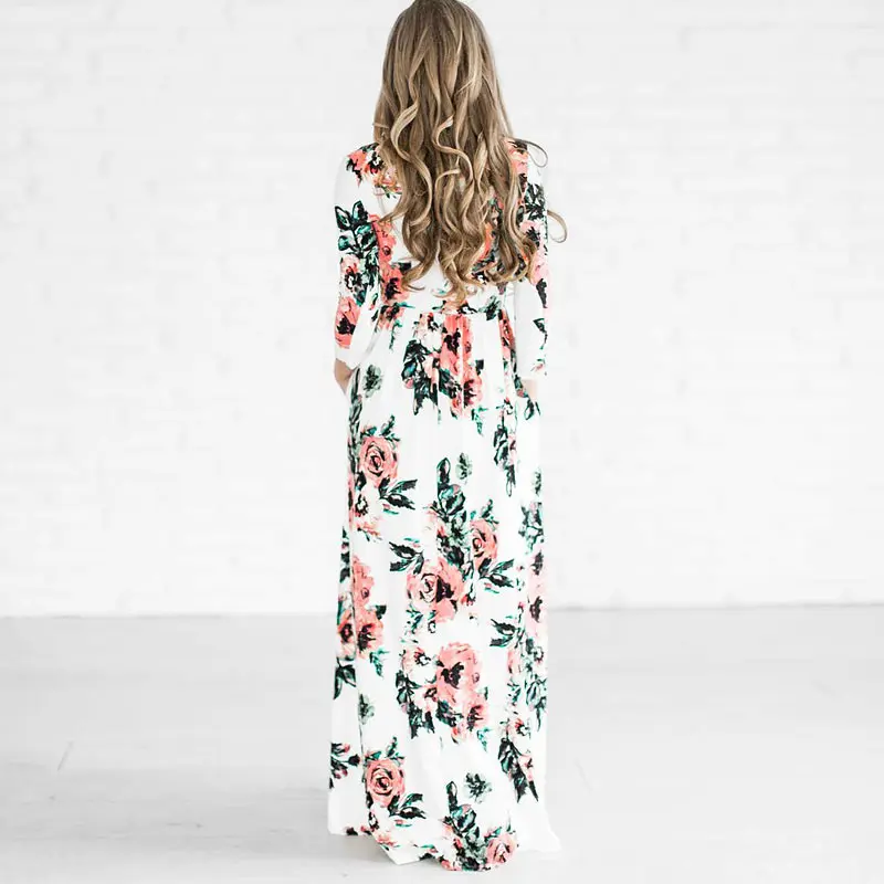 Женское длинное пляжное платье с цветочным принтом boho лето 2019|Женские платья| |