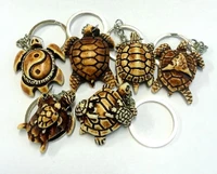 12 pcs novelty shape carving tibetan faux bone turtle charm keychain