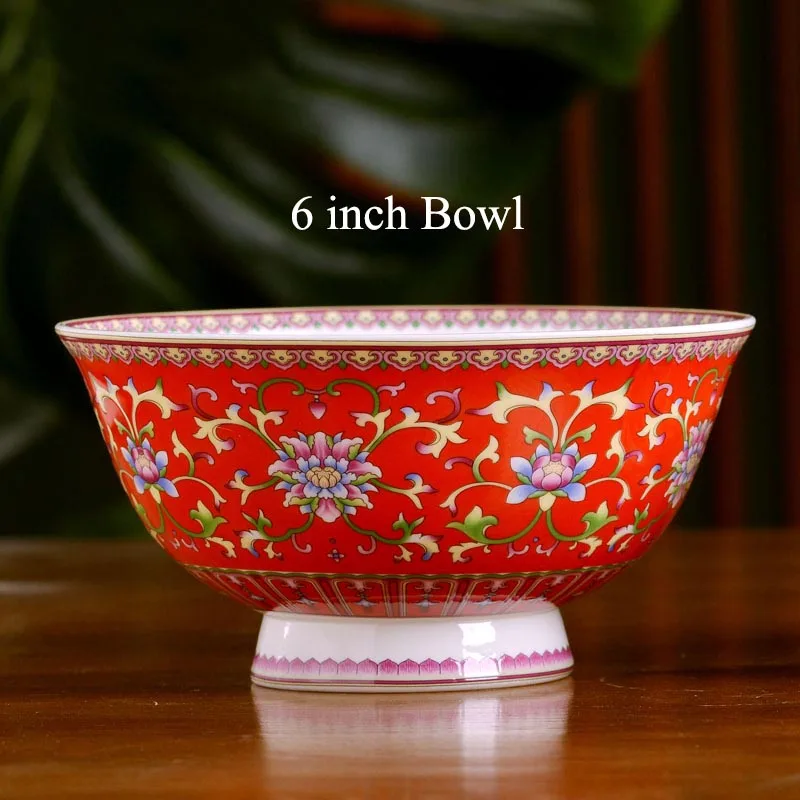 K(6 inch) 4,5/5/6 Цзиндэчжэнь Керамика пастель набор посуды, цвета слоновой кости миски классический китайский миски под рис, пиалы для лапши рамен домашнего декора подарки благоприятный - Цвет: K(6 inch)