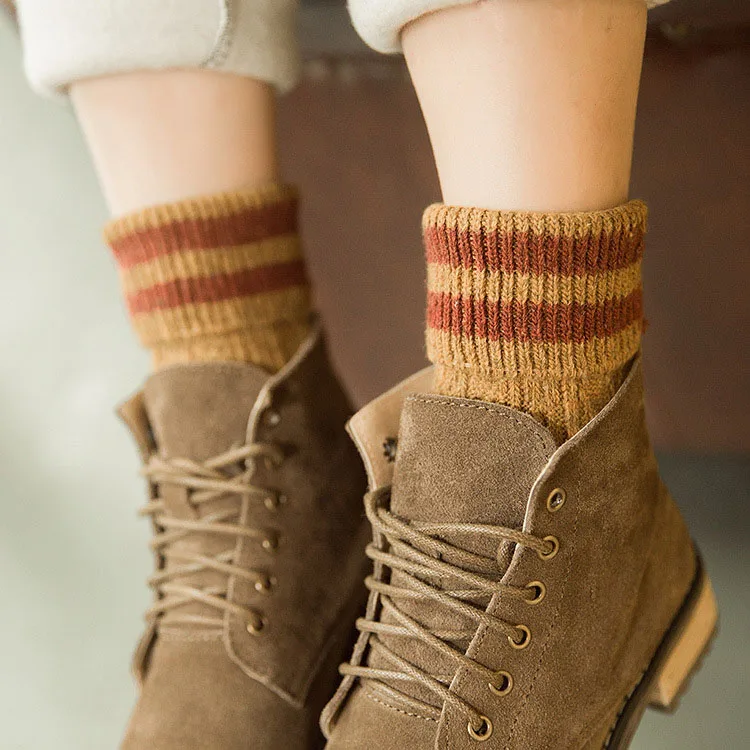 1 пара модных корейских осенне-зимних женских носков носок с отворотами шерсть