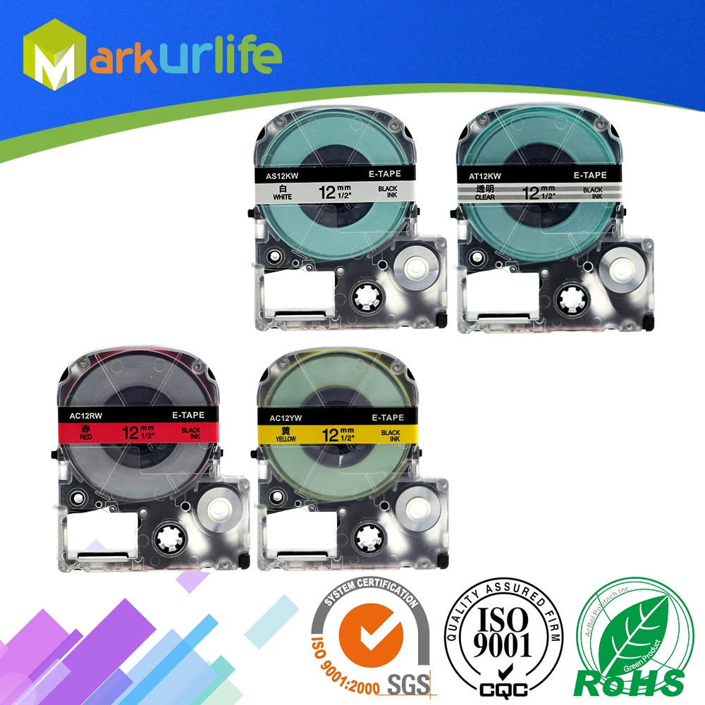 Markurlife 4 шт./лот Кассетная лента для EPSON LW 300 400 600P 700 принтер 12 мм черный на