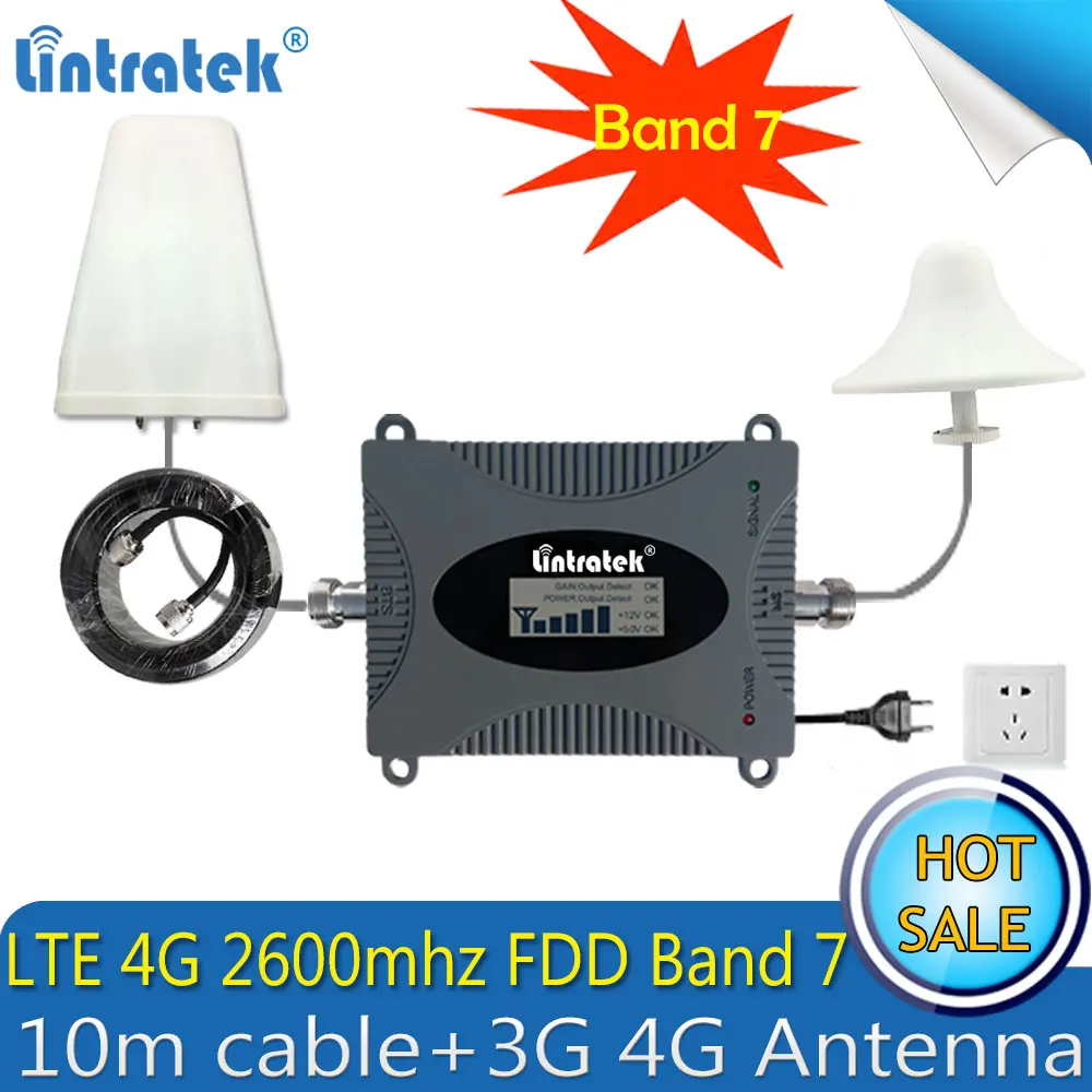 Усилитель сигнала сотового телефона Lintratek FDD LTE 2600 МГц 4G усилитель с антенной 3G