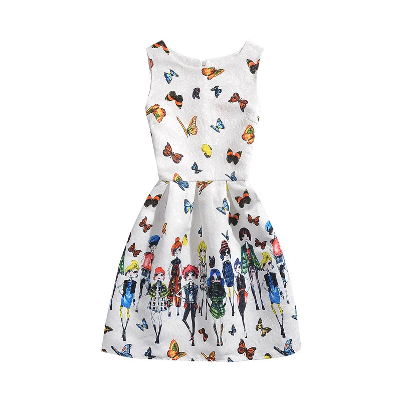 2018 Summer Girls Dress Butterfly Floral Flower Dresses for Designer Sleeveless Formal Party Birthday Kids Vestido | Детская одежда и