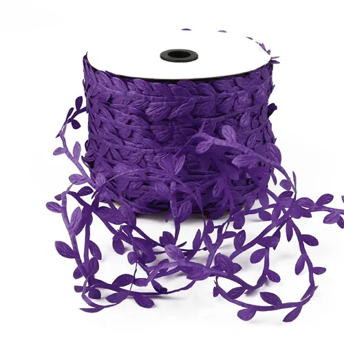 Purple 10 метров полиэфирная ткань в форме листа Красочные листья ручной работы кружева для свадебного декора DIY ВЕНОК подарок Скрапбукинг Ремесло кружево - Цвет: Purple