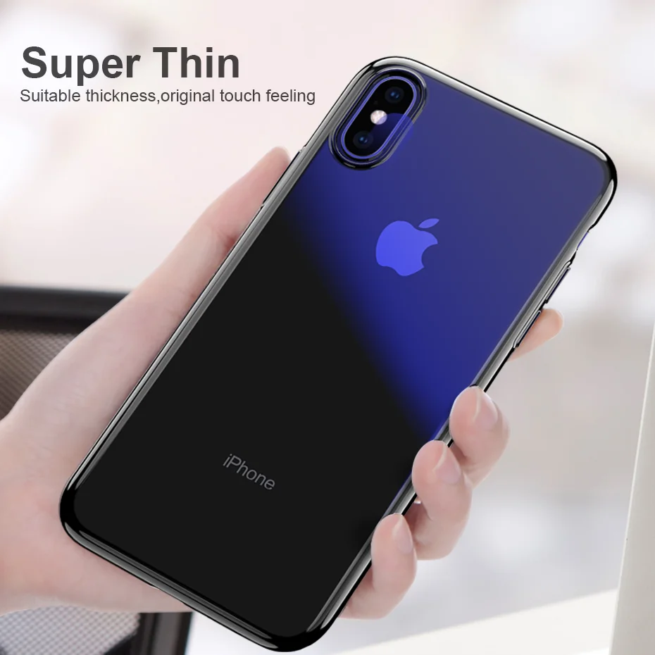 For iphone XS XR X 10 Case Cover Transparent Plating TPU Soft Silicone Back Max Phone |
