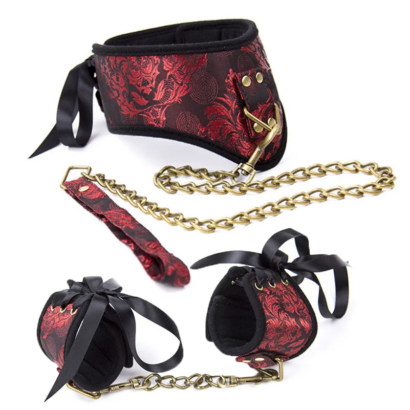 Флирт Секс ошейник кляп для рабства Привязь раб поводок стальная цепочка