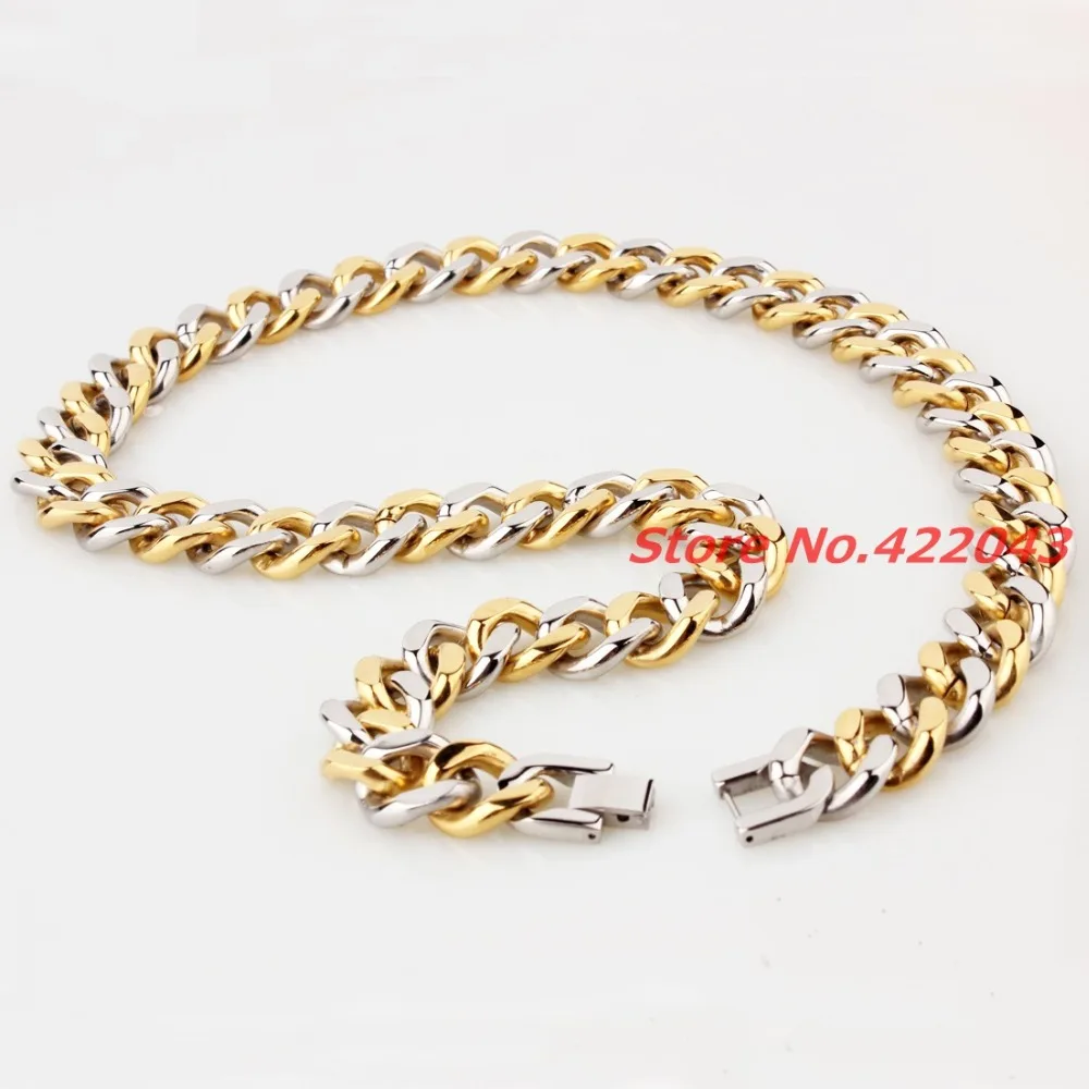 

Top Quality 316L Stainless Steel Silver Gold color Curb Cuban Chain Necklace For Mens Hip Hop Jewelry, Rock, Biker, Wholesale