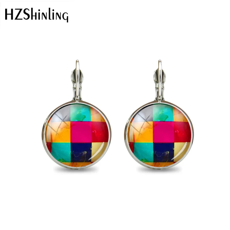 

2018 New Fashion 18mm Glass Color Stripes Earring High Quality Handmade Jewelry Earring Jewelry Beautiful Gift
