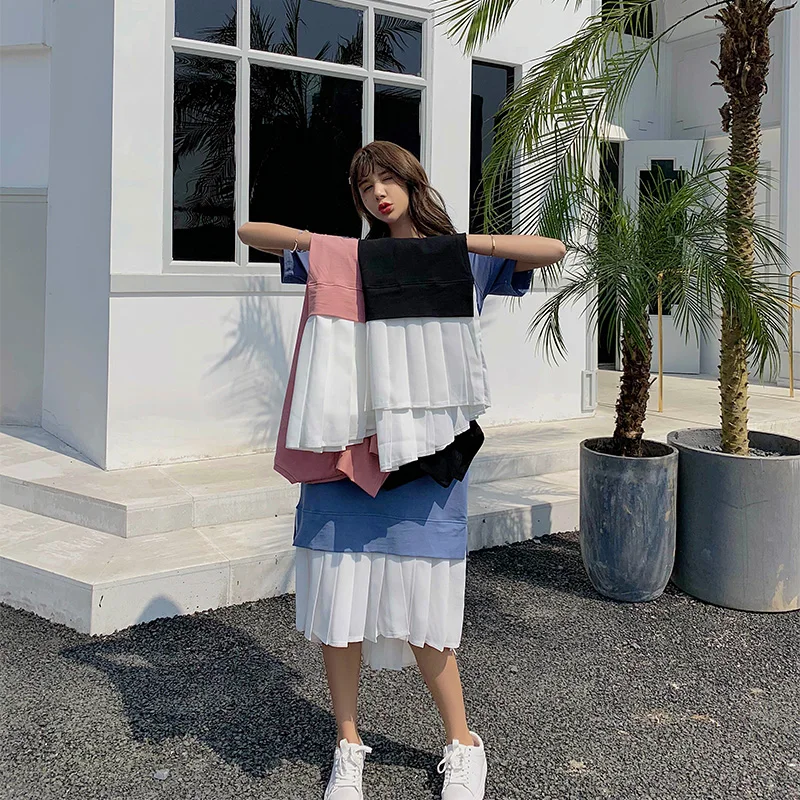 Immortal French Minority Dresses T-shirt 2019 Retro Summer Women Dress Casual Mid-Calf Female Sweet | Женская одежда
