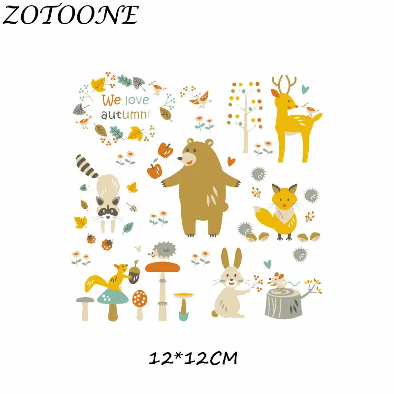 ZOTOONE DIY нашивки с теплопередачей для аппликация на одежду Детская одежда украшения милый мультфильм животных сочетание железа на нашивках - Цвет: 383