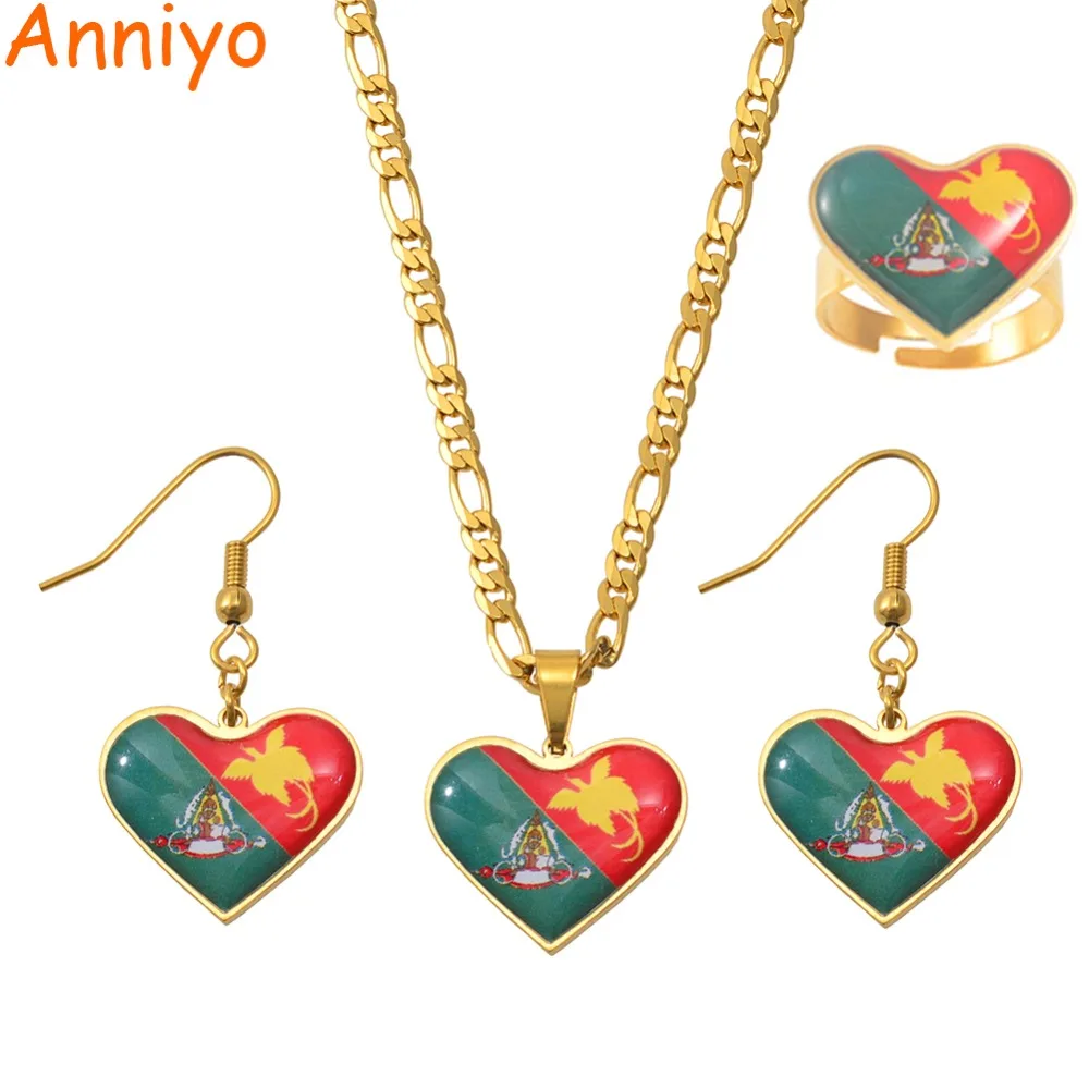 Anniyo PNG все провинции флаги ювелирные изделия Сердце золотой цвет кулон ожерелья
