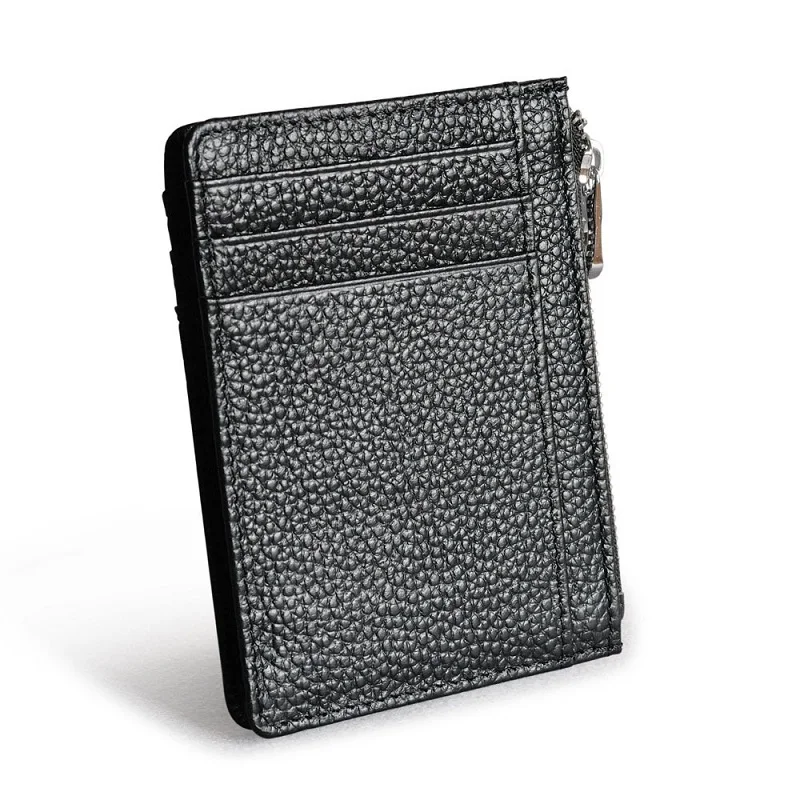 litchi black Визитница для путешествий из натуральной кожи кошелек для кредитных карт тонкий качественный Прочный портативный простой дешевый кошелек для монет - Цвет: litchi black