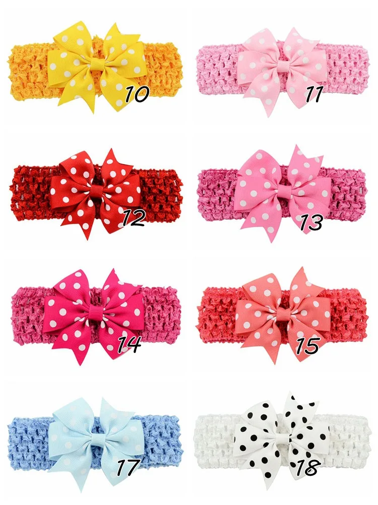 1piece Double Usage Detachable Elastic Band Headband Kids Polka Dots Bows WITH Clip Hairpin Hair Accessories 593 |