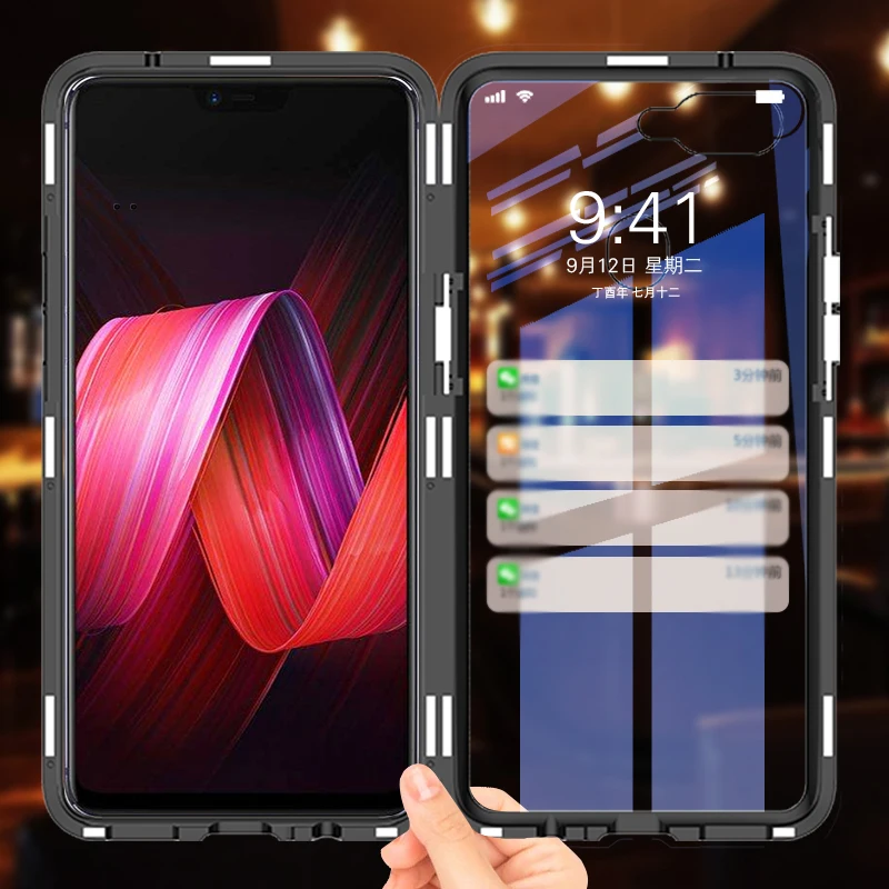 Роскошный Магнитный флип чехол для OPPO R15 Dream Mirror Edition R17 PC Border прозрачный из