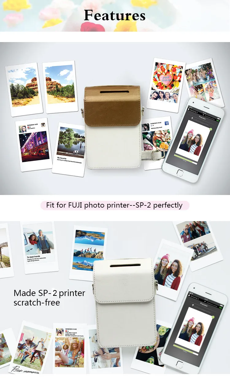 Fujifilm INSTAX SHARE SP-2 из искусственной кожи чехол для Fuji Instax Share SP-2 смартфон мгновенная пленка принтер протектор чехол для камеры