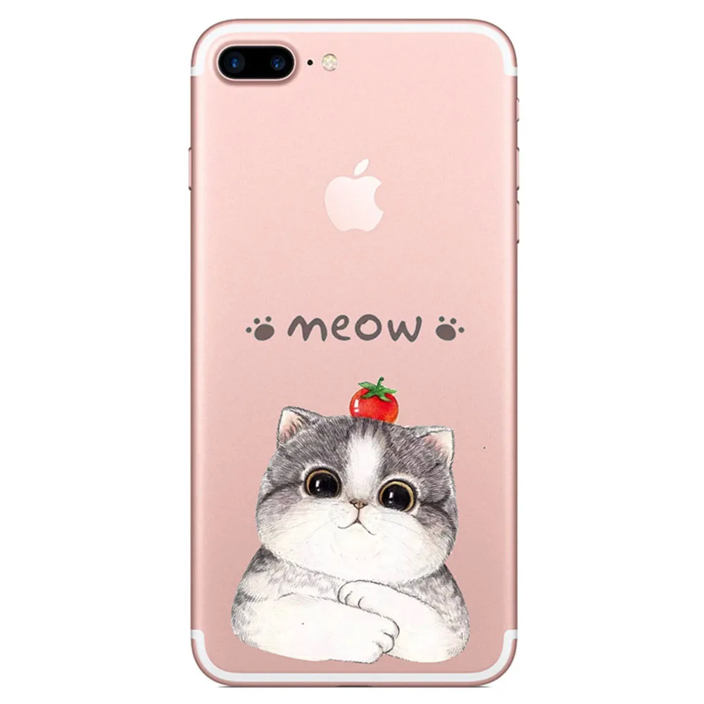 Модные с милым рисунком кота для iphone 6 6s Plus Капа Мягкие силиконовые ТПУ X 7 8 плюс