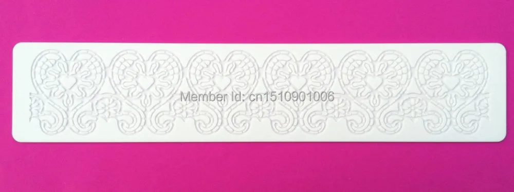 

Wholesale 10pcs/lot Heart Shapes lace CT-5013 rectangle 100% food-grade silicone baking mat,cake decorating silicone mold