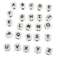 20pc silicone 12mm alphabet beads letter teething bead bpa free fashion baby jewelry accessories food grade pacifier chain diy
