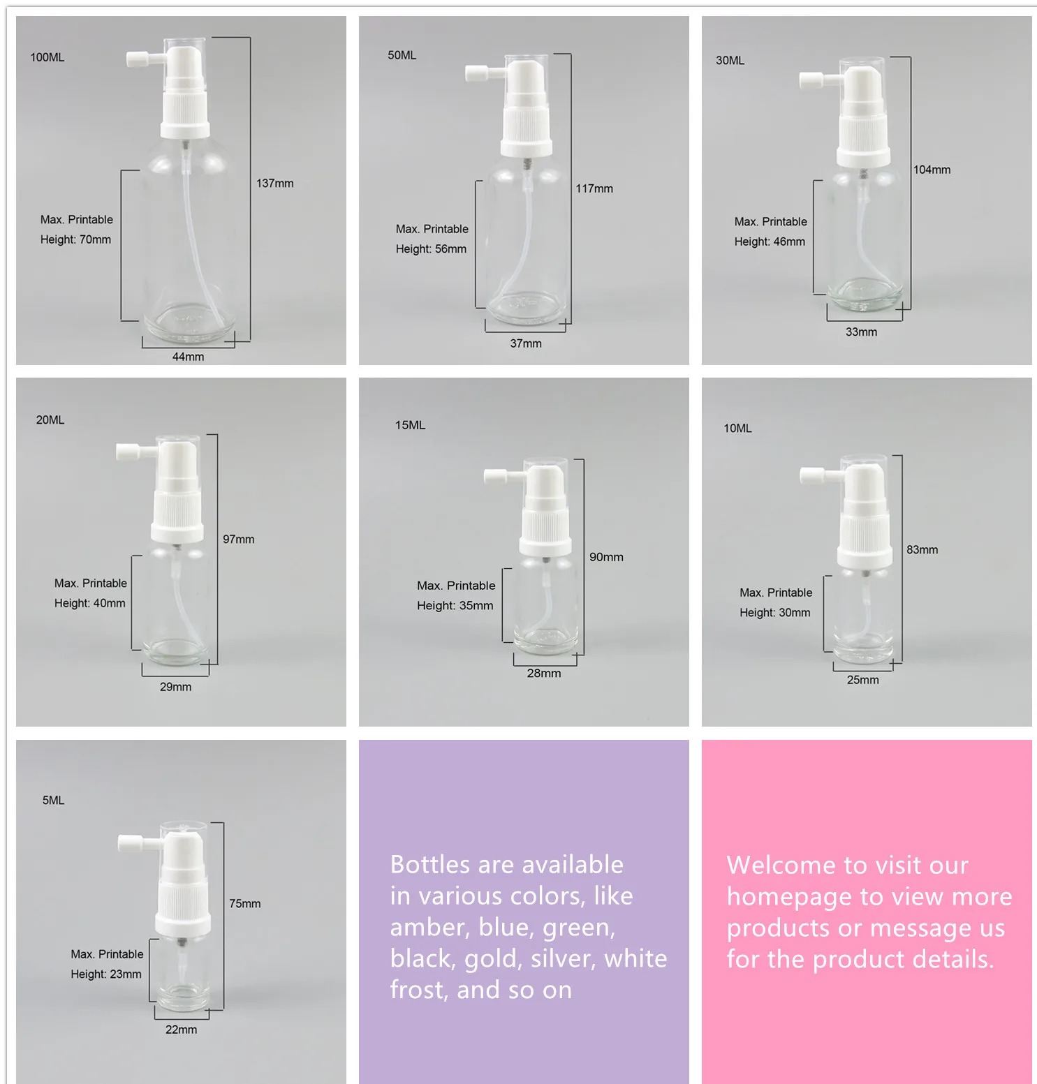 5/10/15/20/30/50/100ml Empty Nasal Spray Bottles Pump Sprayer Mist Nose Refillable Clear Glass Bottle Packaging 15pcs | Красота и