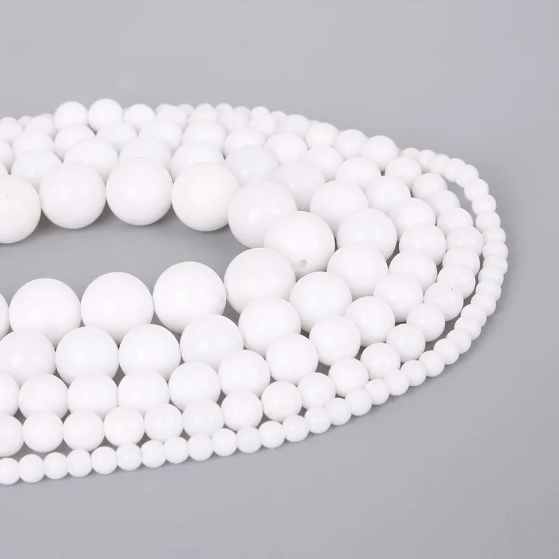 Лидер продаж круглые бусины из натурального белого камня около 38 см для