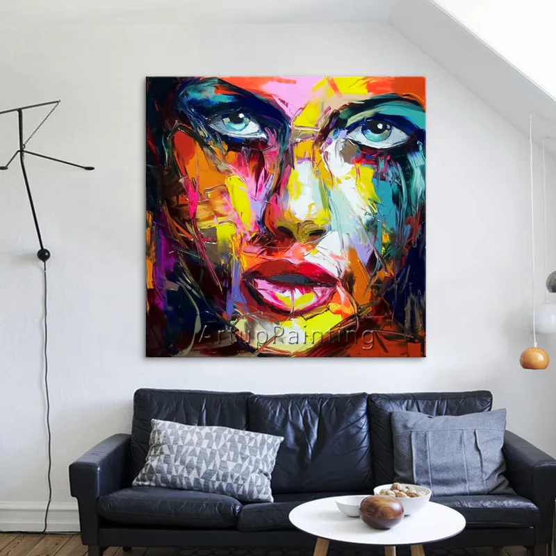 Палитра ножей портрет Лицо Картина маслом Акриловая на холсте Современное