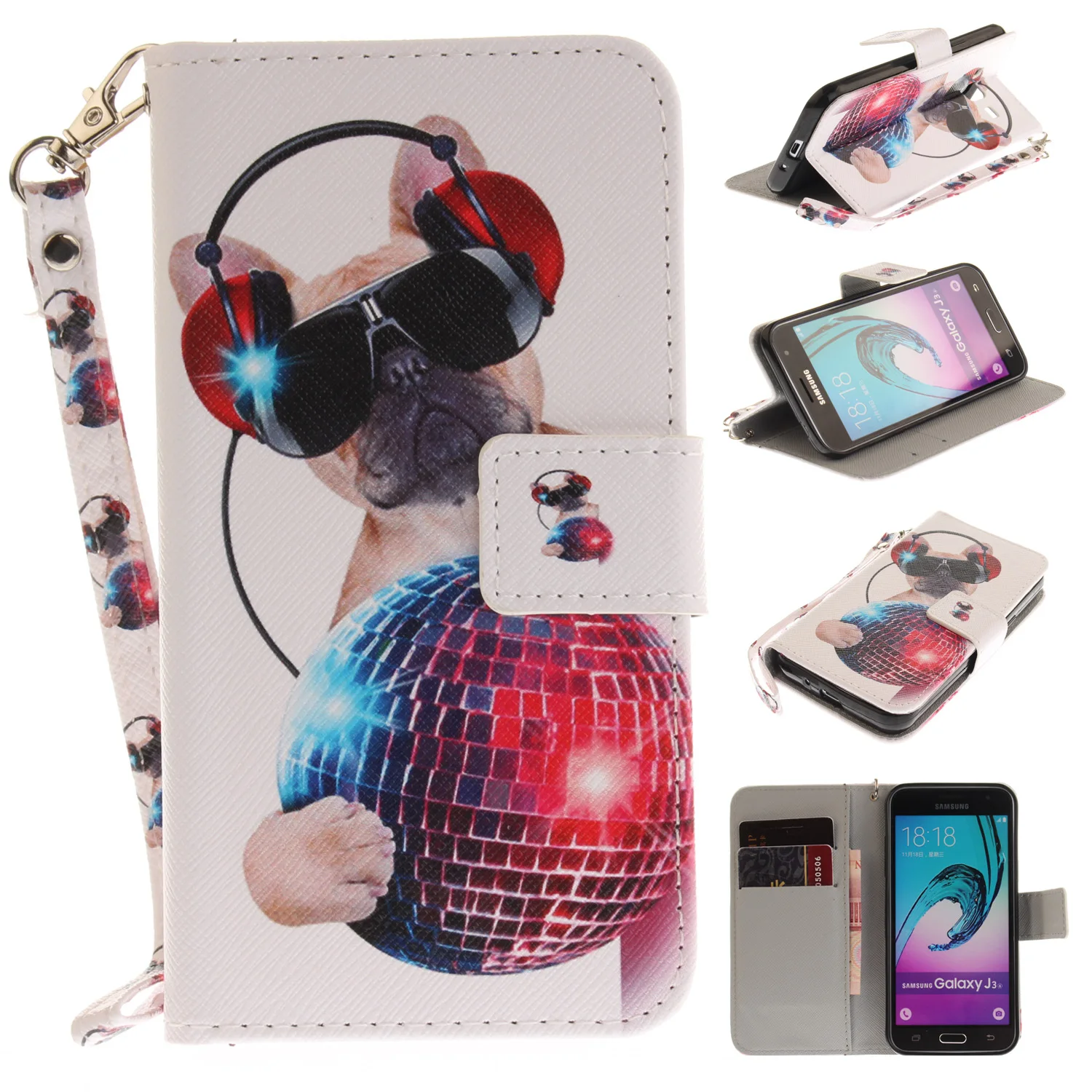 Flip Case For Samsung Galaxy J3 2016 J320 J 3 320 Phone Leather Cover SM-J320 SM-J320F SM J320H J320F J320p J320Fn J320F/DS | Мобильные
