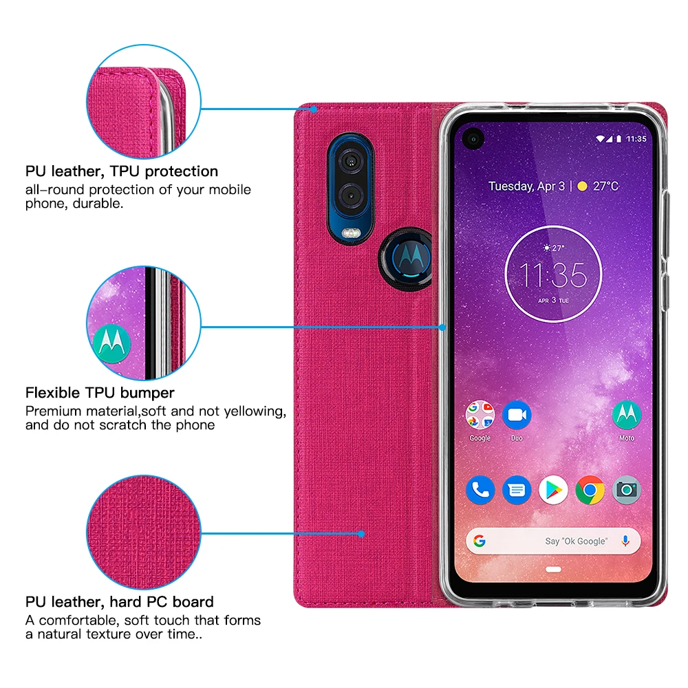 Винтажный тканевый чехол-книжка для Motorola Moto One Vision, кошелек с отделением для карт, магнитный чехол-книжка для Motorola Moto One Vision