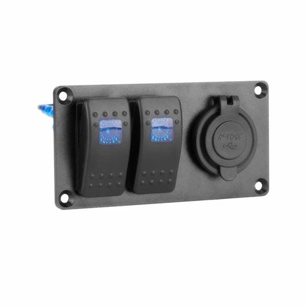 5 Pin 2 Gang переключатель Панель 12 24 V Dual USB Зарядное устройство 3.1A Водонепроницаемый