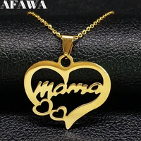 mama stainless steel statement necklace women family gold color necklaces pendants jewelry mujer mothers day gift n415s01