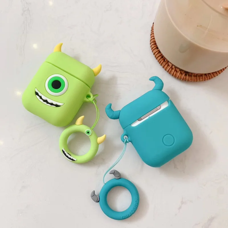 Для AirPods чехол 3D Милые Мультяшные аксессуары чехол для наушников s для Apple Airpods 2 Защитная крышка с кольцом на палец подвесное украшение
